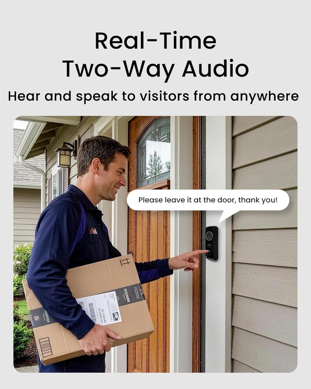 Doorbell Camera Wireless No Subscription, 2K Dual‑Cam Video Doorbell with Chime, gallery