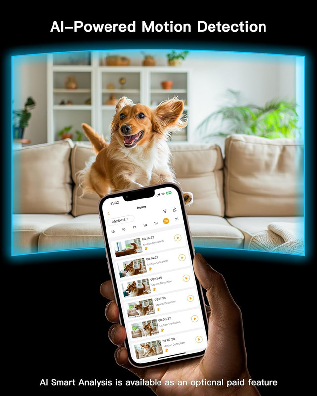 5G 4MP Pet Camera 2 Pack, No Subscription Indoor Security Camera for Dog/Cat/Bab gallery