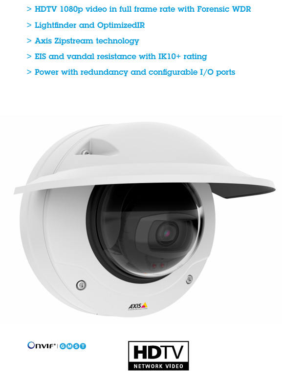 AXIS Q3515-LVE 9MM POE IP NETWORK CAMERA OUTDOOR P/N 01041-001 Fixed Dome 1080P