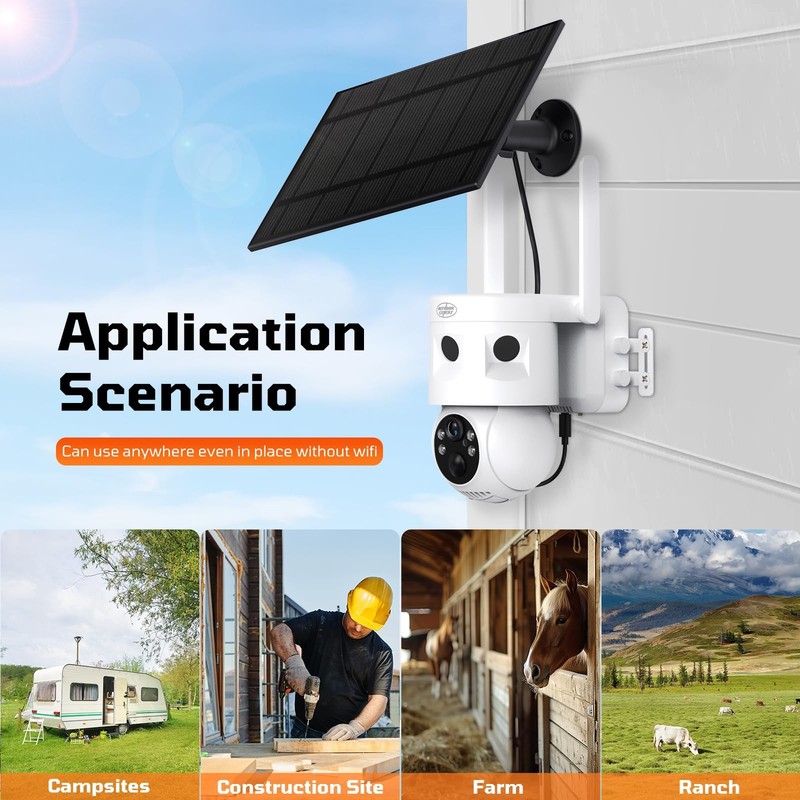 4G LTE Cellular Security Camera 180°Automatic Intrusion Detection and 360°Pan... gallery
