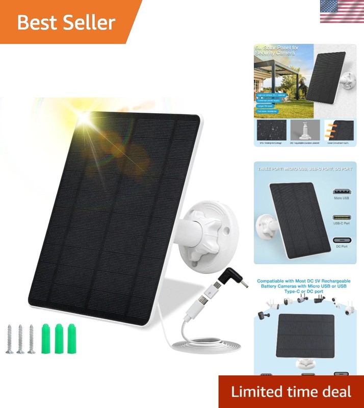 Solar Panel for Security Camera,5W USB Solar Panel for Cameras DC 5V,Camera S…