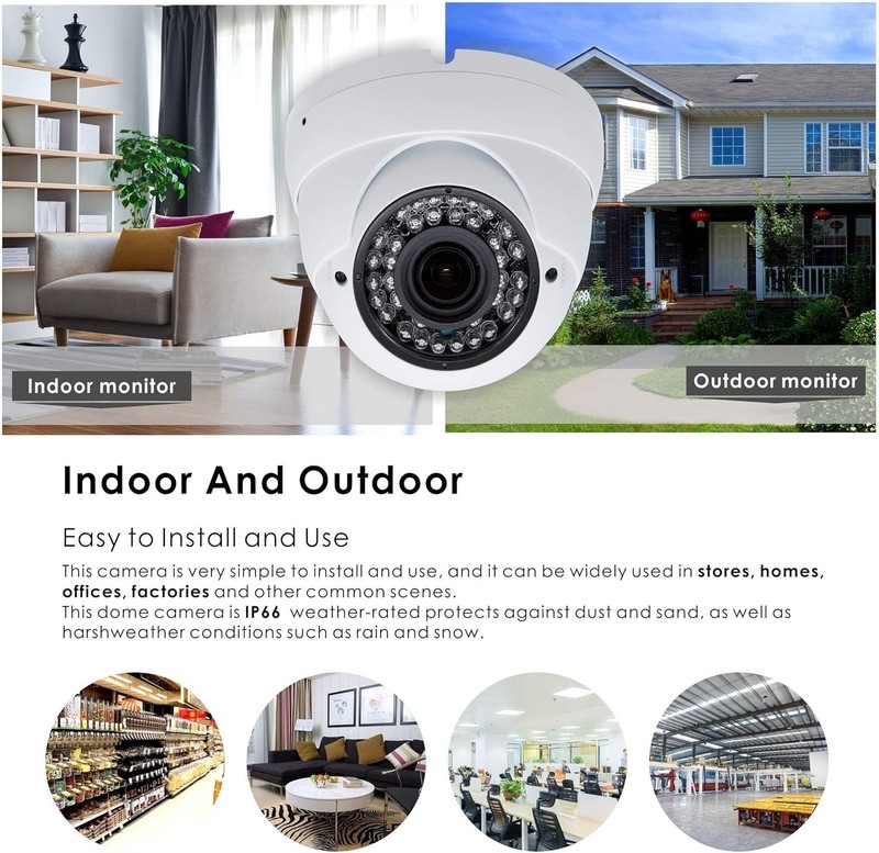 Pro 5MP Dome Surveillance Camera, 4-in-1 Hybrid, 98ft IR, Outdoor Waterproof gallery