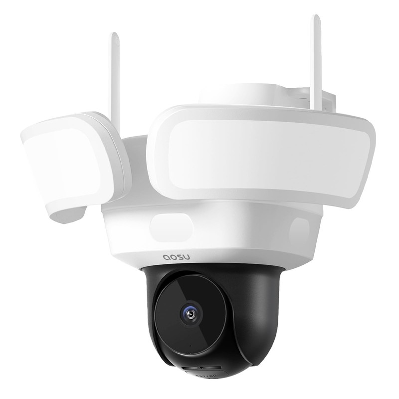 3K UHD Outdoor Floodlight Camera, 360° Surveillance, 24/7 Recording, Motion Dete