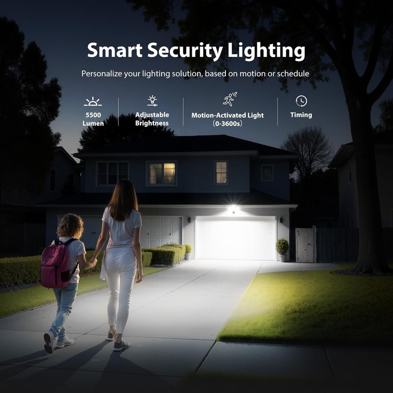 Hardwired Floodlight Camera Outdoor, 5500LM 2K HD Security Camera with Lights, C gallery