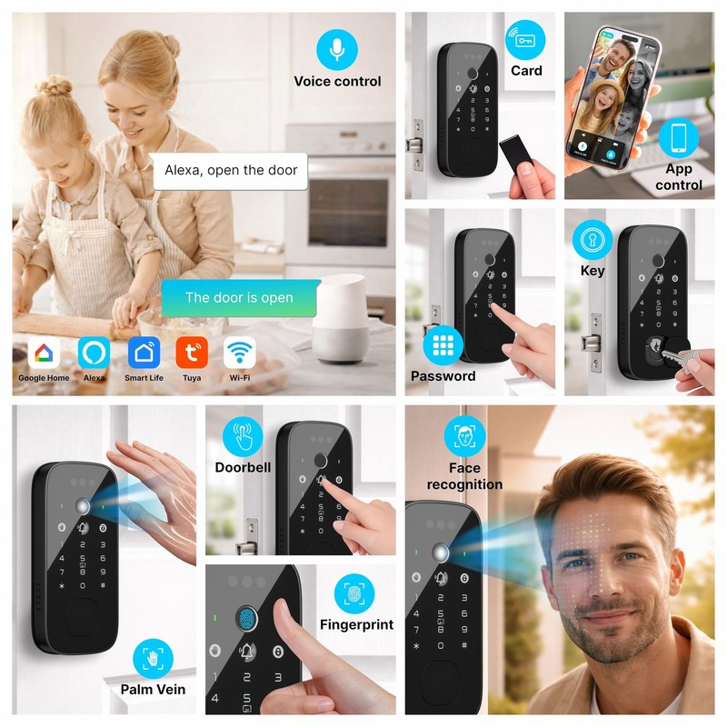 Miko i10 Pro Smart Lock with Camera, Face and Palm Recognition, WiFi 2K Video... gallery