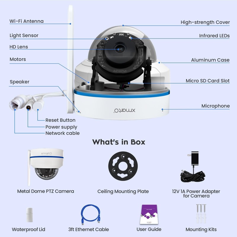 [AI Tracking Ceiling CAM 2K HD Metal PTZ Dome Wireless Security Camera with A... gallery