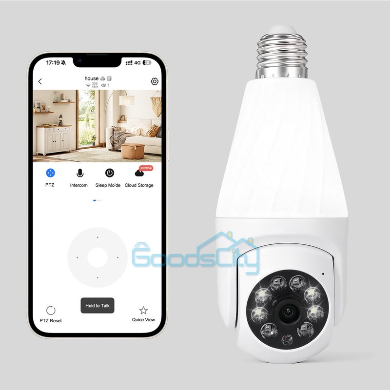 360° 2K IP E27 Light Bulb Camera Wi-Fi IR Night Smart Home Wireless Security gallery