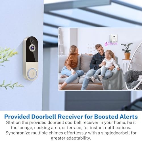 1080p Wireless Doorbell Camera with Receiver, AI Human Detection, 2-Way Audio... gallery