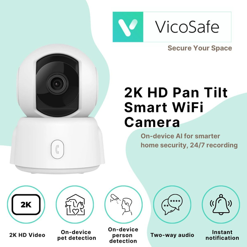 Vicohome X11 3K Security Camera Indoor – 360° Rotating Wifi Camera, Smart Motion gallery