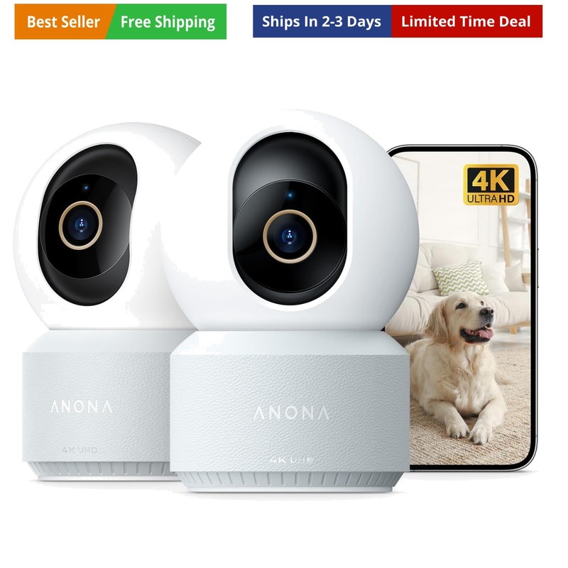 4K UHD Indoor Camera, Pet/Dog/Baby Security Camera with Phone App, 360°Pan-Ti…