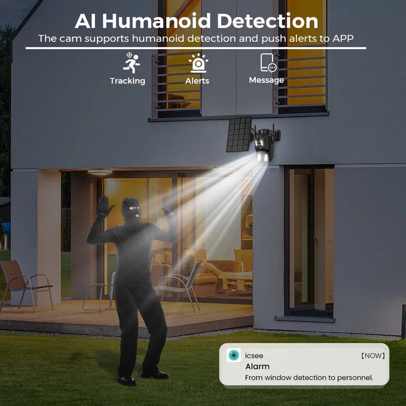 4K 8MP WiFi Solar Camera Dual Lens Outdoor PTZ IP Cam PIR Human Detection Video gallery