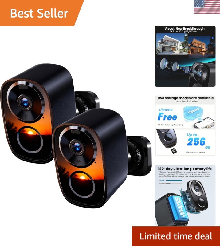 2026 Upgraded 2-Pack Wireless Security Cameras – 2K UHD with Color Night Vision