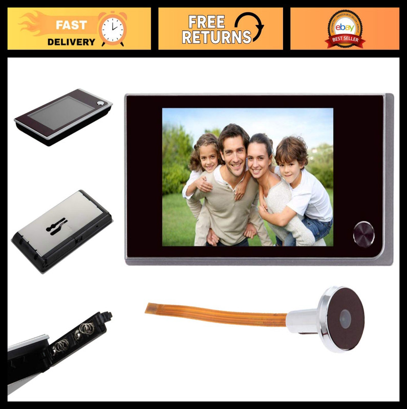 Digital Doorbell LCD 3.5″ Color IR Camera 120° Peephole Viewer – Battery Operate