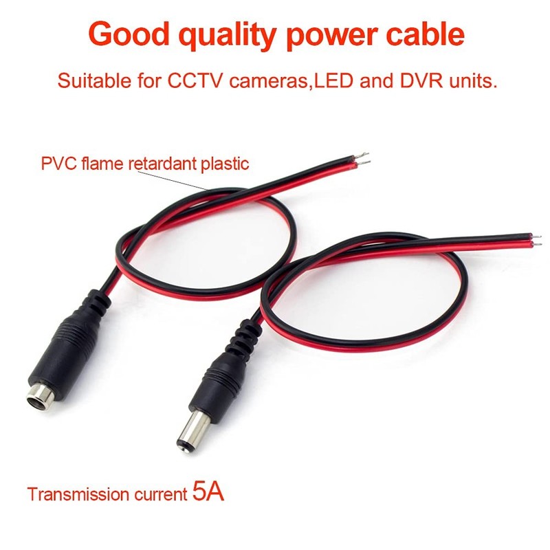 12V 5A DC Pigtail Power Cord (Real 18AWG), w/Male Female DC-CORD10Pairs gallery