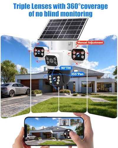 Triple-Lens Solar Security Cameras Wireless for Solar 3Lens Security Cam White gallery