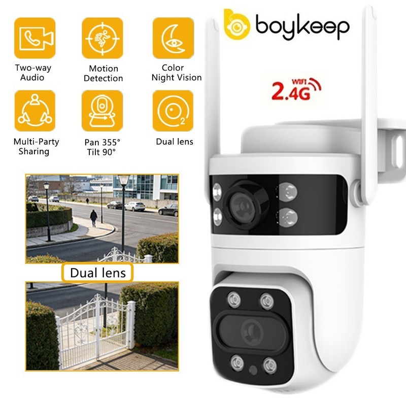 6MP Dual Lens Camera Outdoor 2.4G WIFI PTZ 6MP Smart Home Security IR Cam