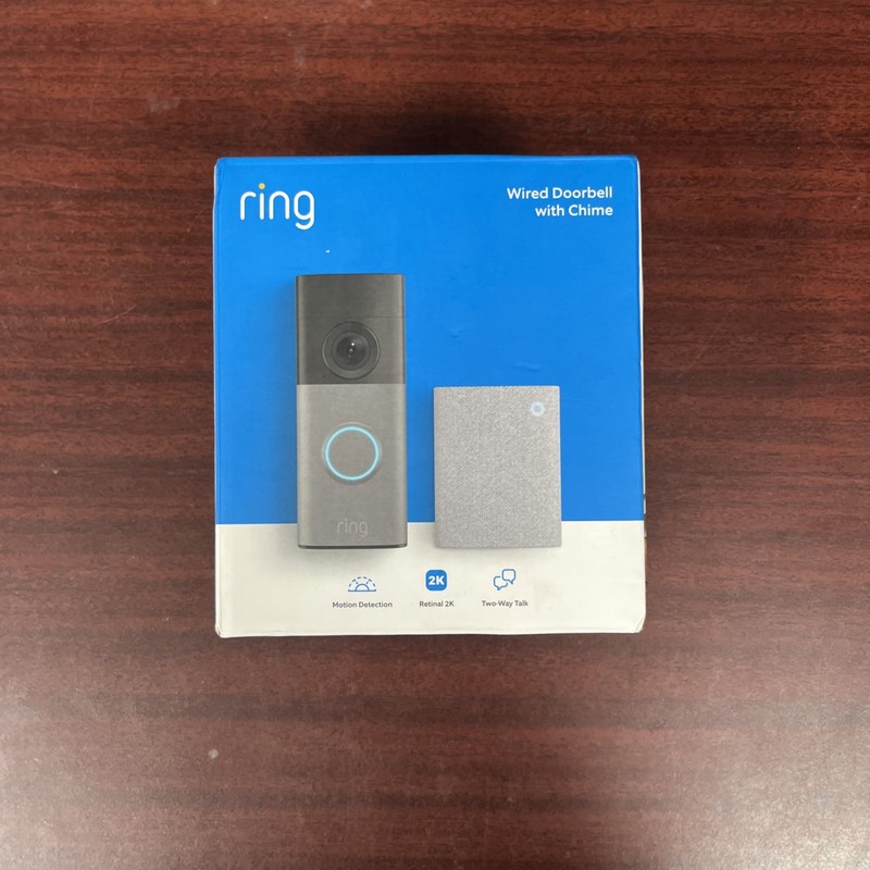 Ring – Wired Doorbell 2K (newest model), Speckled Gray + Chime (newest model)…