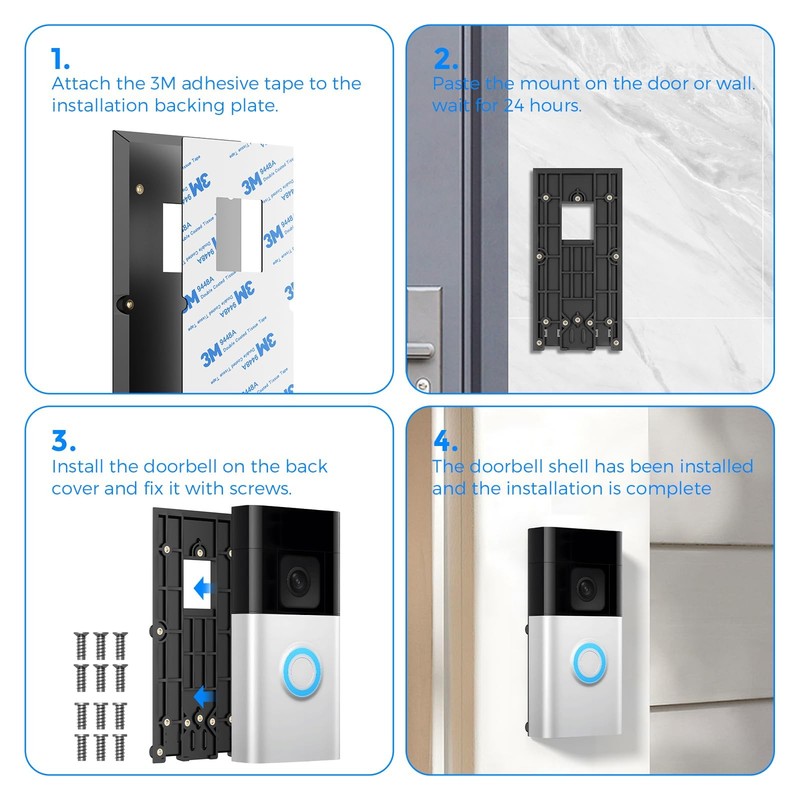 No-Drill Ring Doorbell Mount - Adhesive Door Bracket Compatible with Ring Vid... gallery