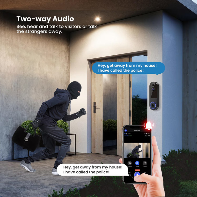 Wireless Doorbell Camera with Rechargeable Battery, 1080P Resolution, 2-Way Audi gallery