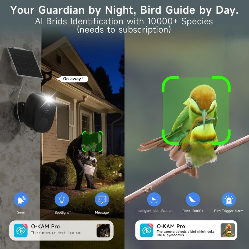 5G/2.4G Solar Cameras Wireless Outdoor, 2K Battery w/Solar Panel,Siren Alarm,... gallery