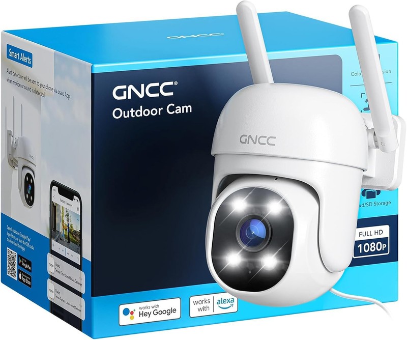 GNCC 2.4GHz Outdoor Security Camera 1080P Cameras for Home Security with Motion