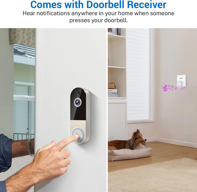Wireless Video Doorbell Camera 1080P with AI Human Detection IR Night Vision gallery