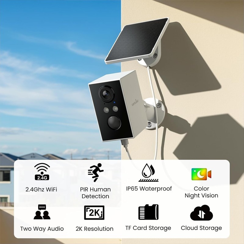Smart Wireless Security Camera 2-Pack - 2K, AI Motion Detection, Waterproof gallery