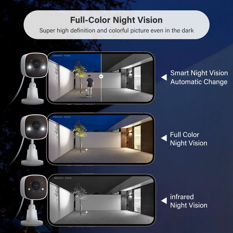 4-Pack Wireless 2.4G WiFi Security Camera System Smart Outdoor Night Vision 3MP gallery