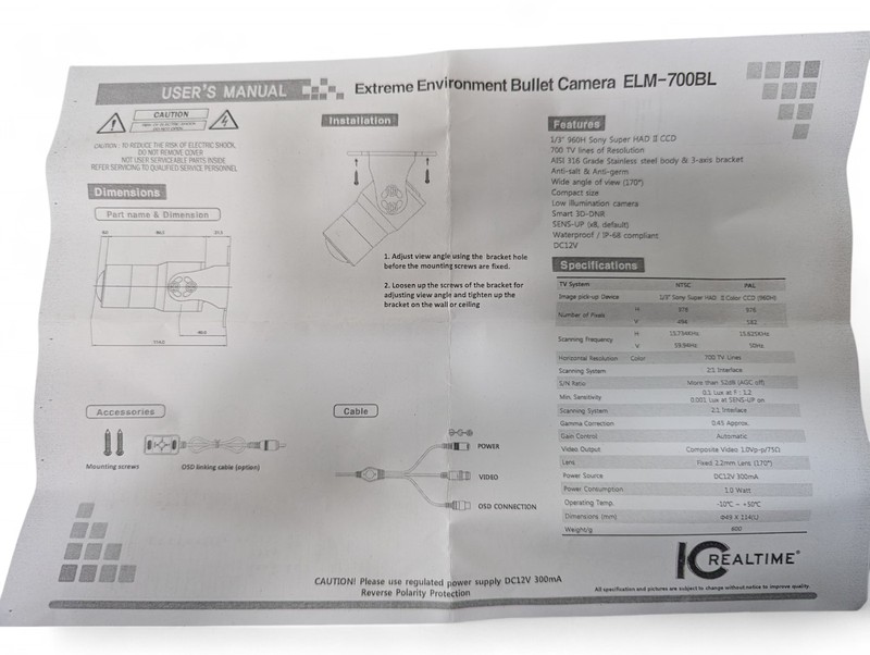 IC Realtime ELM-700BL Marine Bullet Wide Angle Camera (NTSC) NEW gallery