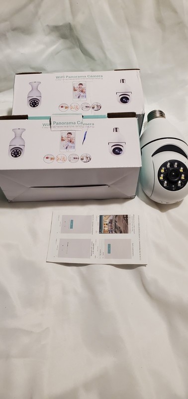 Lot of 2 360 Panoramic Wifi Bulb Camera New