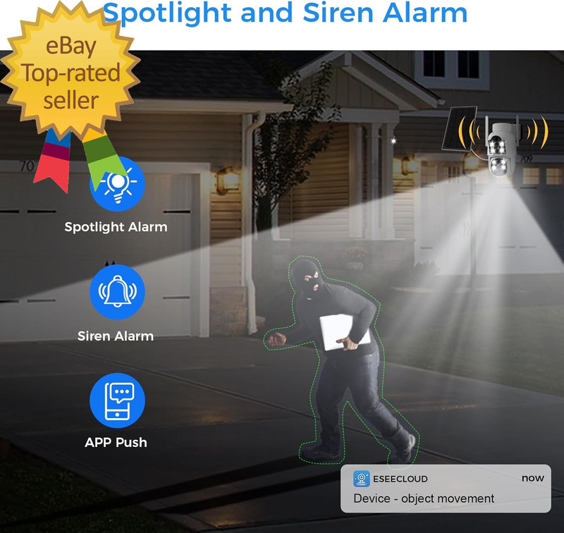 Dual Lens Wireless Solar Camera 4MP Wifi Security Camera PTZ 360° PIR Motion Det gallery