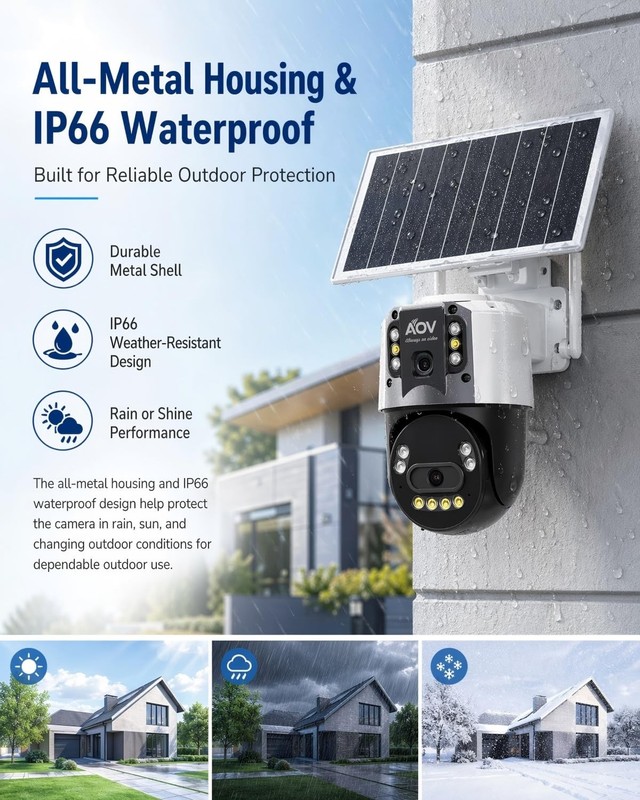 Solar AOV Dual Lens PTZ Security Camera, 6MP(3MP+3MP) Outdoor WiFi Camera, 8W... gallery