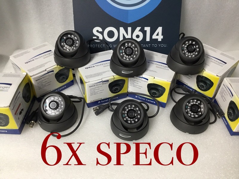 Lot 6 Speco VLED23T7G Surveillance Color Cameras 3.6mm 480TVL 24LED 65’IR NEW!