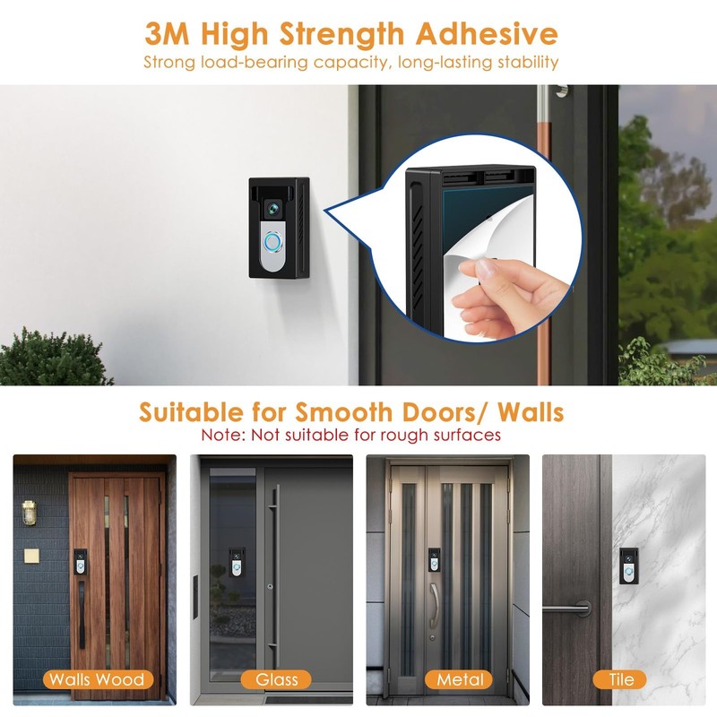 No Drill Adhesive Video Doorbell Mount, Compatible with / Wireless Video Doorbel gallery