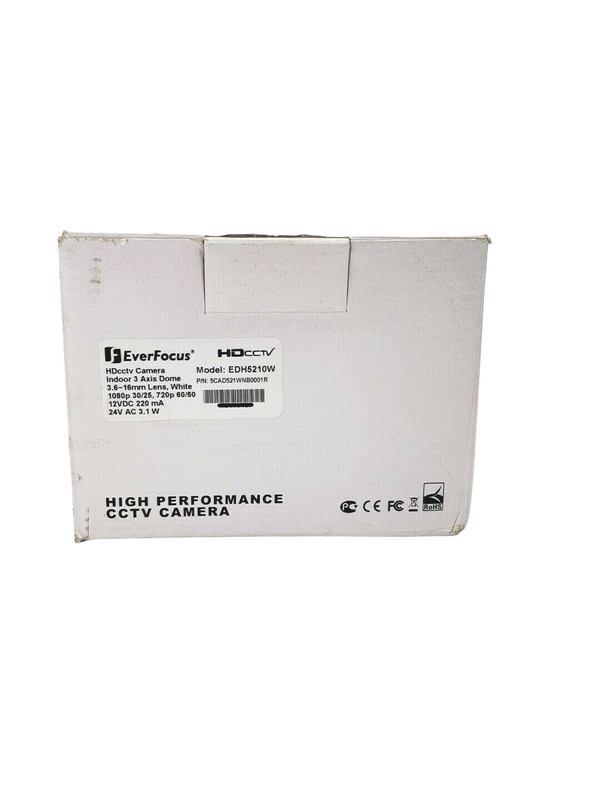 EverFocus – EDH5210W – HDcctv Camera Indoor 3 Axis Dome 3.6~16mm Lens – White