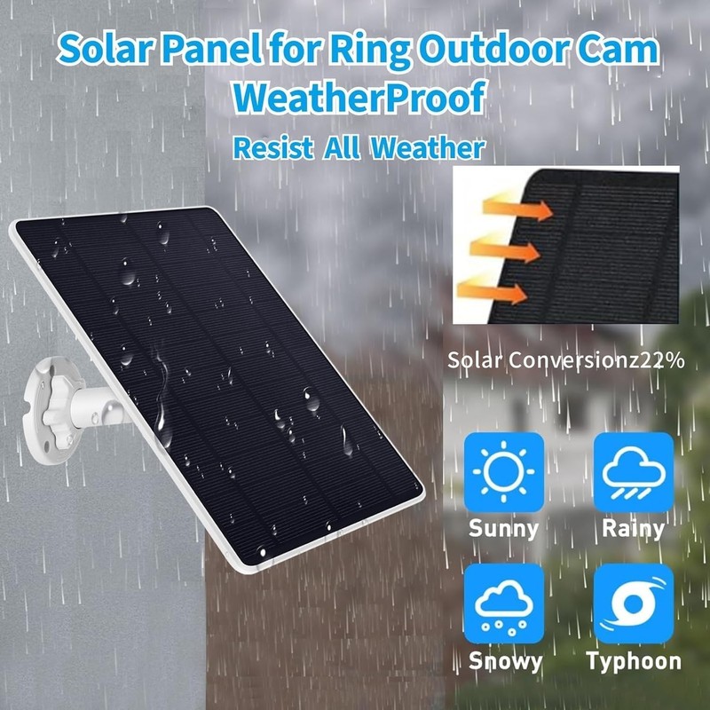 Ring Camera Solar Panel Charger, Compatible with Stick Up Camera, Stick Up Cam P gallery