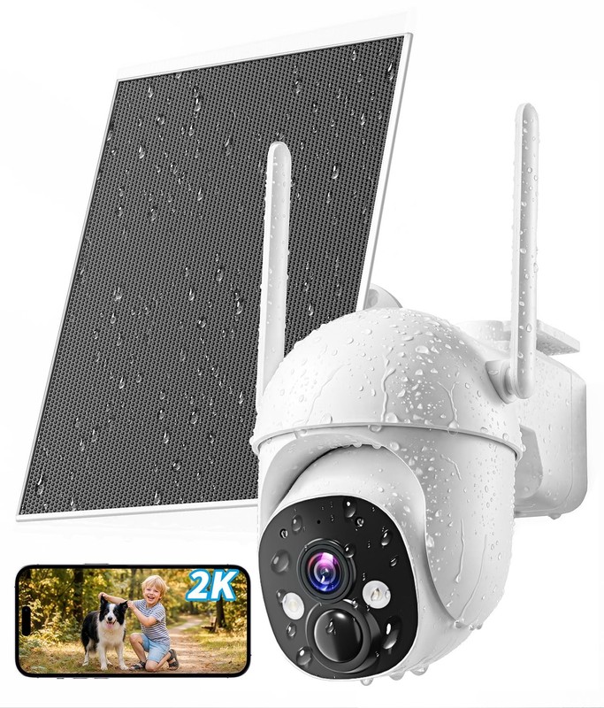 2K Solar Security Cameras Wireless Outdoor, 360° View Outdoor Camera for Home…