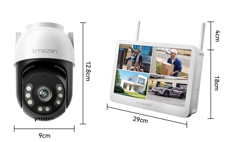 8MP Wireless Home Security Camera System WiFi Outdoor 360° PTZ 12'' Monitor 2TB gallery