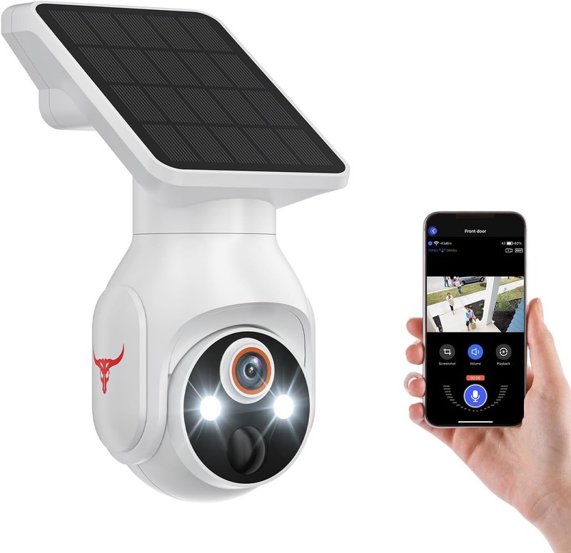 Camara De Seguridad Solar 360 Para Casa Exterior 2.4G WiFi Con Audio y Micrófono