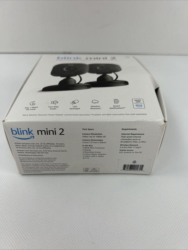 Blink Mini 2 Indoor Security Camera 2-Pack HD Night View Audio Black gallery