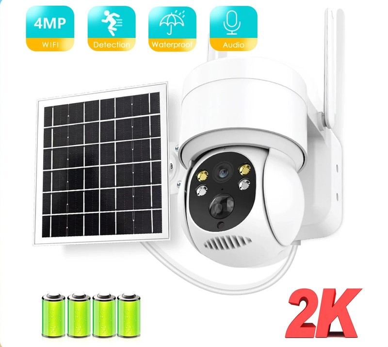 4MP WIFI Solar Camera PIR Human Detection Outdoor Security PTZ HD Video Camera