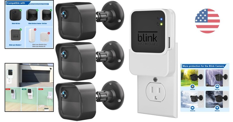 2-in-1 Sync Module Mount & 3-Pack Weatherproof Housing for Blink Outdoor Cameras gallery