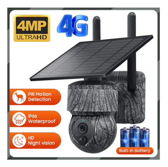 INQMEGA Camouflage Security Camera 4G 360 2K Solar Panel 24/7 Recording gallery