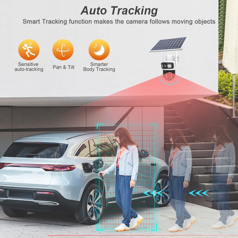 Sansco Solar 4MP Wireless Security Camera WIFI 2-Way Audio Dual-Lens PTZ Camera gallery