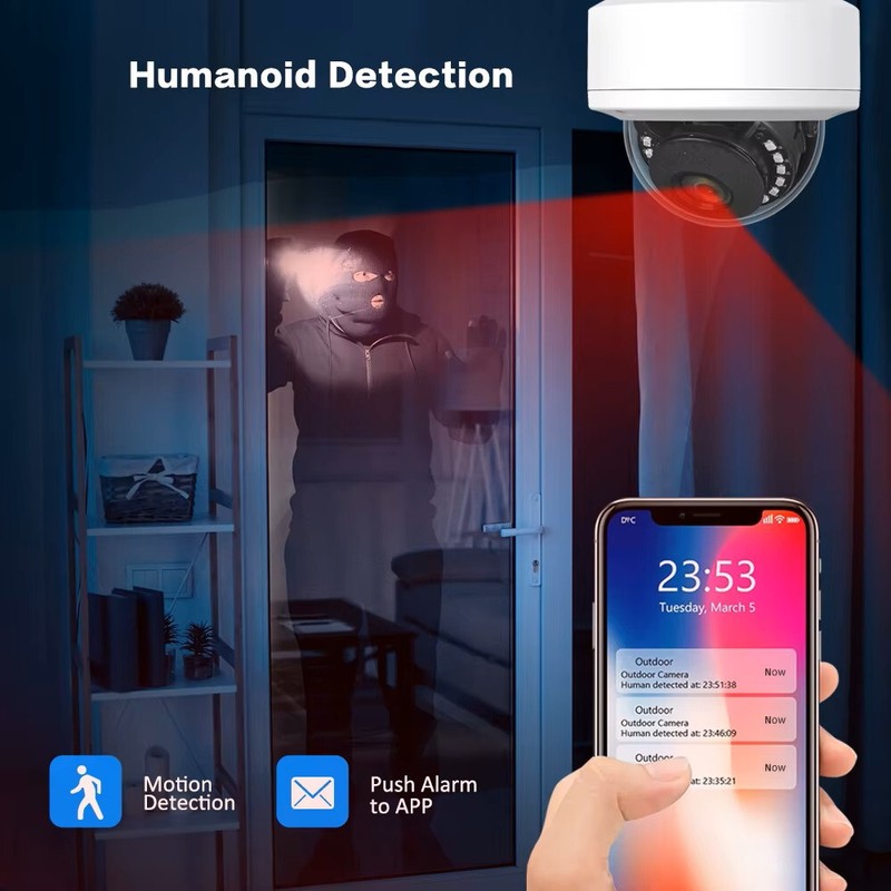 4K 8MP Hikvision Compatible Dome IP Camera Surveillance IR night POE IP67 1.8mm gallery