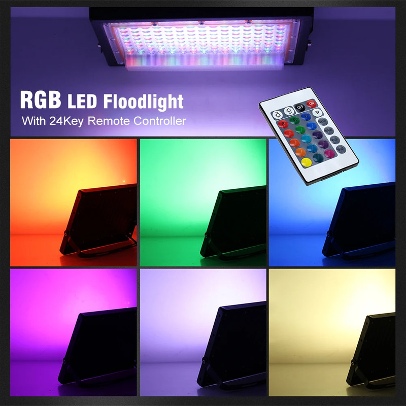 50W/100W LED Outdoor Floodlight with White Light/Warm Light/Rgb with Switch EU P gallery