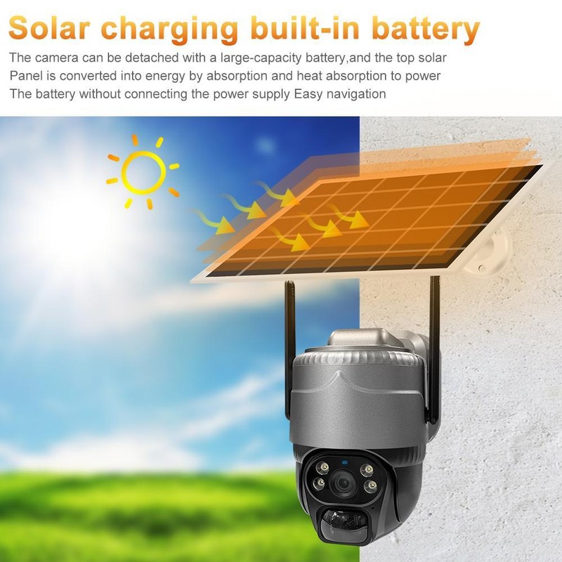 Solar Powered Surveillance Camera PIR Motion Detection Tracking 4g/WIFI Monitor gallery