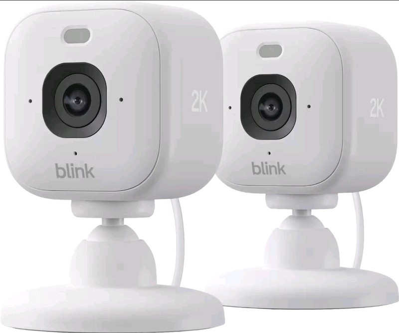 Blink Mini 2K+ Compact plug-in security camera 2K video resolution 2 Pack NEW