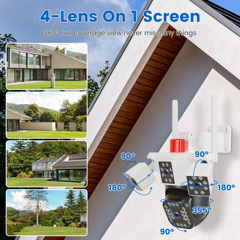 WiFi 1080P 4-Lens Pan & Tilt HD Camera Full Color Day & Night Monitoring gallery