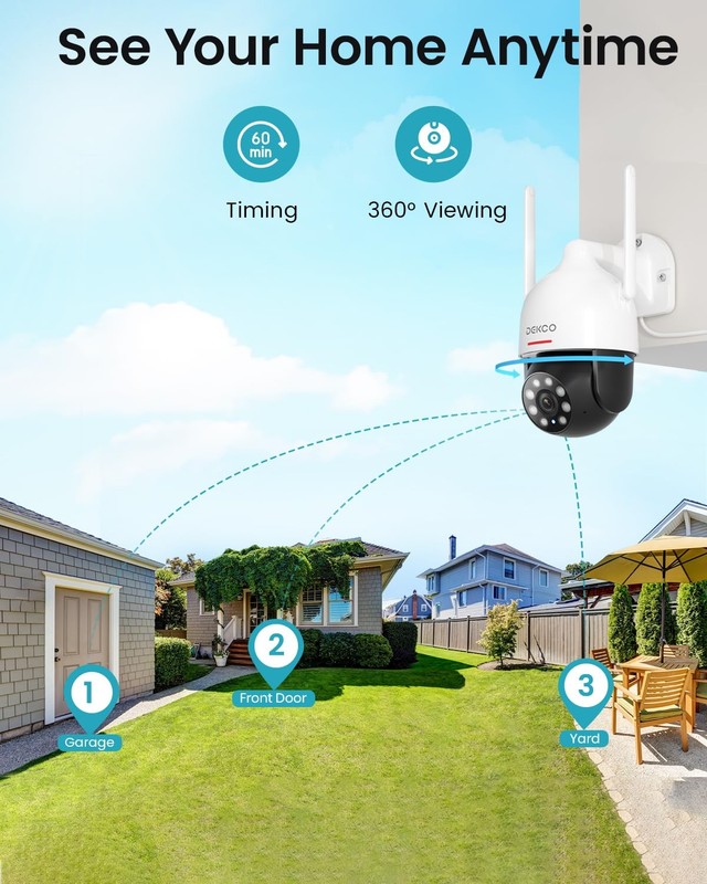 DEKCO 2K WiFi Surveillance Security Camera 1 Count (Pack of 1), 1Pack gallery